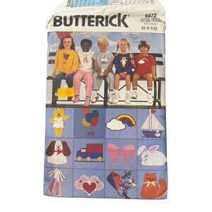 Butterick 6972 Childrens Patterns Size 5-6-6X TShirts Shorts Pants Transfers CUT
